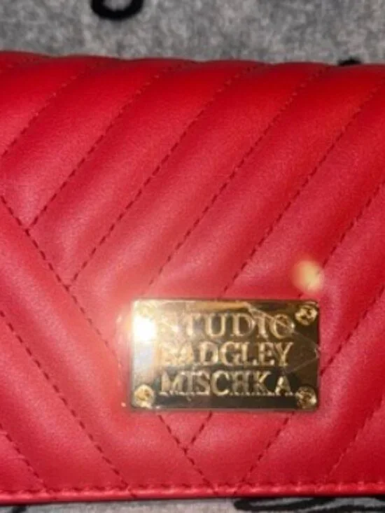 Studio Badgley Mischka Ruby Red Quilted Shoulder Bag w/ detachable chain- NWT - Picture 3 of 7